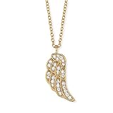 Engelsrufer Flügel Kette mit Anhänger für Damen Gelbvergoldet 925er-Sterlingsilber Weiße Zirkonia Länge 40 cm + 4 cm