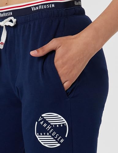 Image of Van Heusen Women Athleisure Antiviral Regular Fit Joggers - Body Hug, Moisture Wicking, Reflective Trim 66308 Dark Navy S