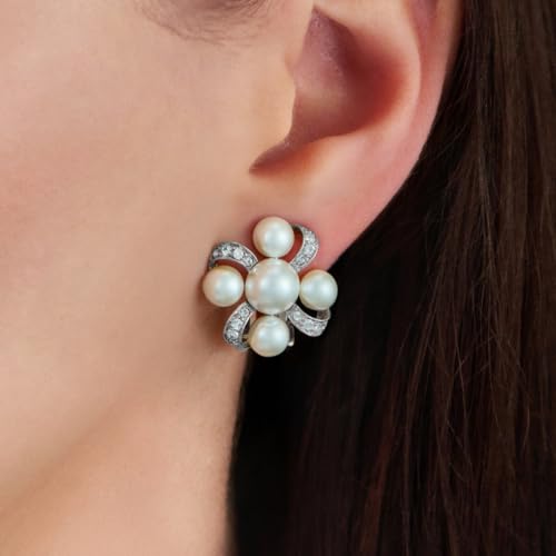 Boucles d'oreilles à clips perle blanche Traveller pour look de soirée et bureau