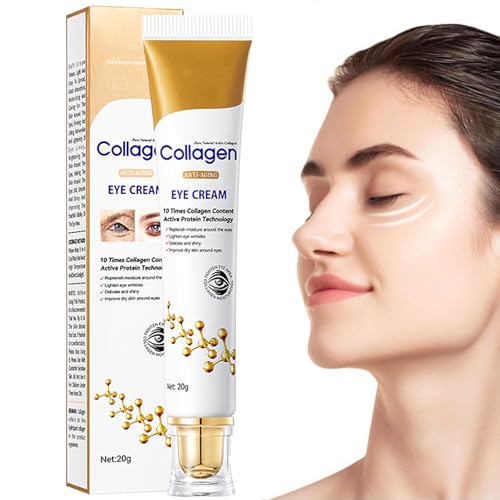 Collagen Eye Cream for Dark Circles and Puffy Eyes, Instant Tightener Brighten Anti Aging Under Eye Repair Cream, Hydrating Brightening Moisturiser Eye Bags Remover Wrinkle Filler Serum(20g)