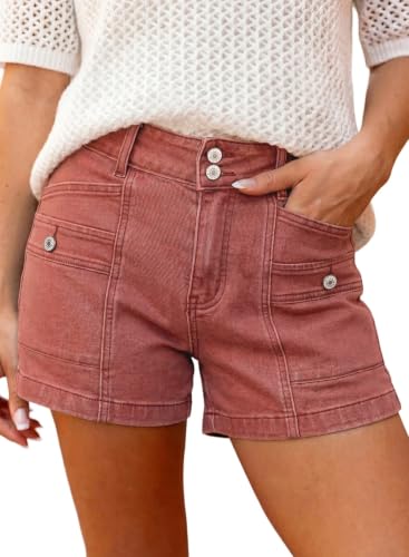 Image of Astylish Women's High Waisted Stretchy Jean Shorts Trendy Denim Shorts