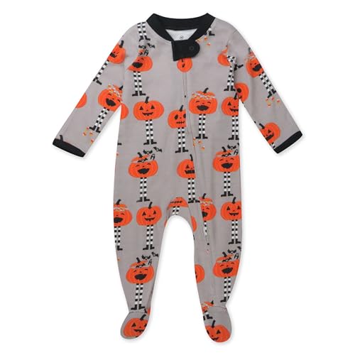 Image of HonestBaby Sleep and Play Footed Pajamas One-Piece Sleeper Jumpsuit Zip-front PJs Organic Cotton for Baby Boys, Unisex