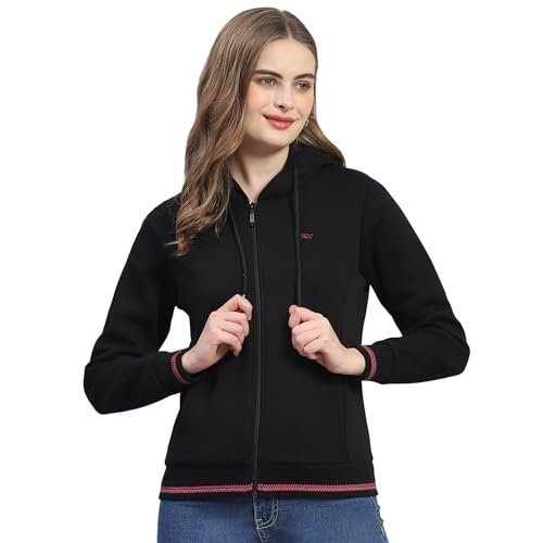 Image of Monte Carlo Womens Regular Fit Hooded Neck Full Sleeve Solid Sweatshirt (Pack of 1)