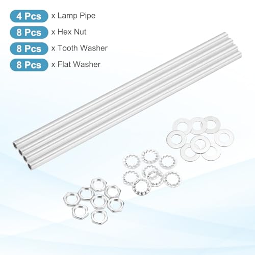 Image of MECCANIXITY 28Pcs 12.2 inch Lamp Pipe Kit with Nuts Washers 1 /8IP Thread Fasteners Assortment for Chandelier Ceiling Light Repair Assembly DIY Hardware