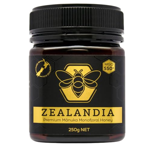 Image of Zealandia Gold Label Manuka Honey, Certified MGO 550+ | Premium New Zealand Monofloral Manuka Honey - Pure Raw Organic Honey | 250g (Pack of 1)