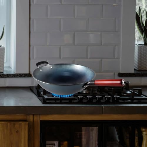 Wok de hierro 34cm con mango de madera miniatura 3