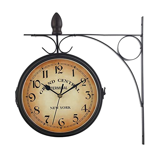 EBAYTV Horloge Murale Double Face Vintage Horloge Murale étanche de Jardin à Double Face de Jardin extérieur pour la décoration Murale extérieure