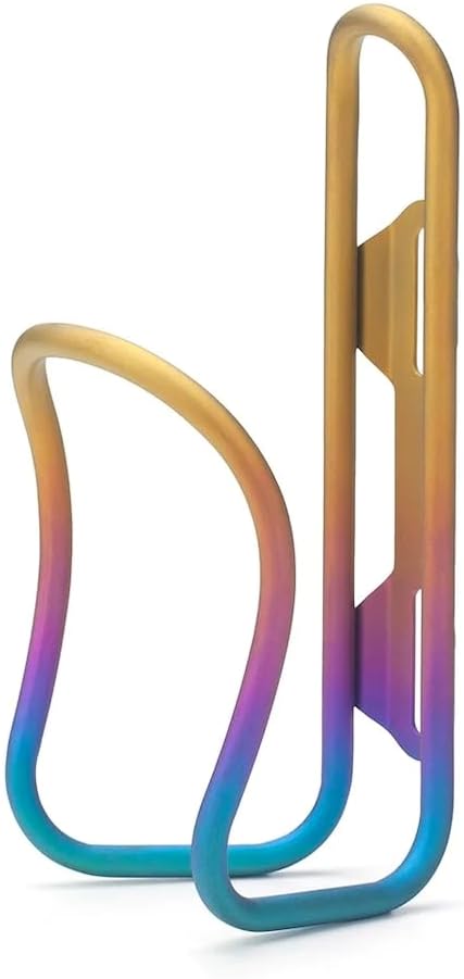 Titanium Water Bottle Holder for Brompton Folding Bike (Multicoloured cage + Black Mount)