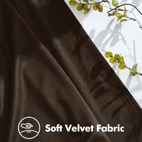 Image of MIULEE Chocolate Brown Velvet Curtains 96 inches Long, Pinch Pleated Blackout Drapes with Hooks, Thermal Insulated Pinch Pleat Panels for Bedroom Living Room, 2 Panels