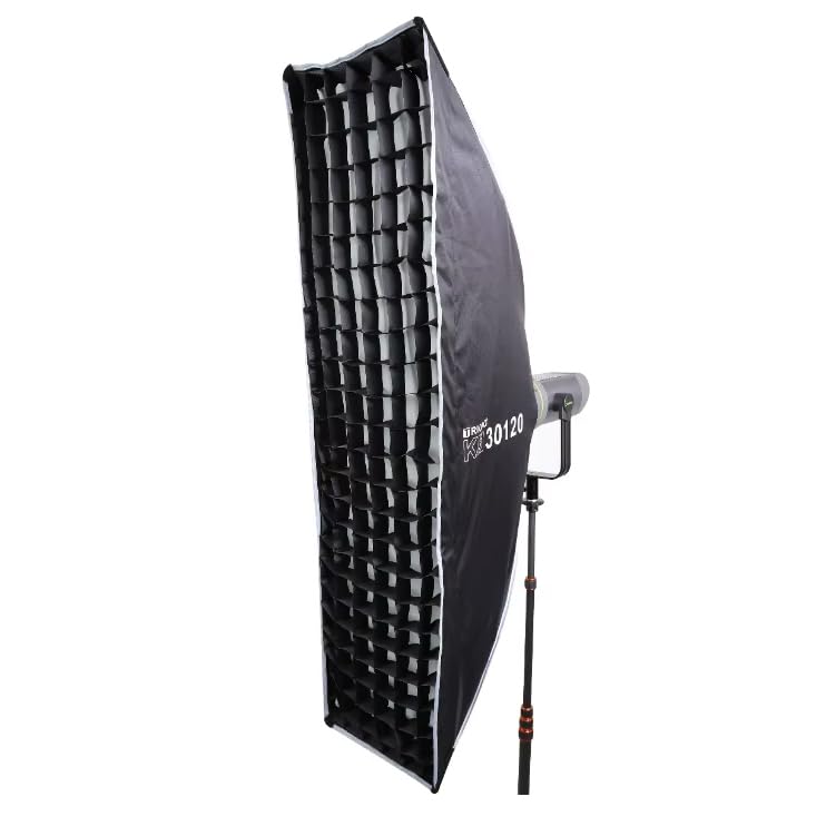 Triopo Softbox Retangular 30x120cm com Grid, Montagem Bowens, Sistema de Montagem Rápida