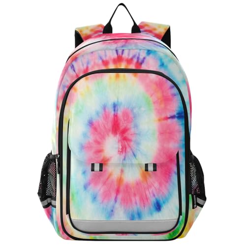 ALAZA Trendy Tie Dye Rainbow Circle Swirl School Backpacks Travel Laptop Bag Kids Bookbag for Girls Boys Teens Women Men