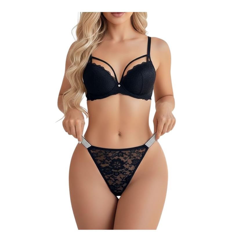 yuvivayrox Women?s Lace Thongs ? Jari G String Floral, Low Rise Panties with Shiny Belts Bikini Pack of 1 (Black)-picture-54