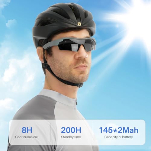 Image of Sports Smart Glasses,Cycling Bluetooth Sunglasses for Men &Women,Open Ear Sound with Mic &Speakers,Touch &Voice Assistant,UV Protection,Polarized lens,Wireless Headphone Sunglasses for Running Fishing