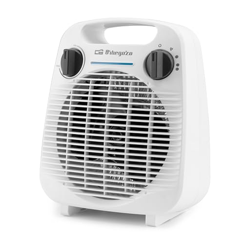 Orbegozo FH 5041, Calefactor eléctrico, 2000 W, 3 posiciones de funcionamiento, calor instantáneo, diseño vertical, función ventilador, color blanco