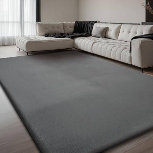 Sour Lemon Teppich Wohnzimmer 275x370cm,Großer Grauer Teppiche Kunstfell – Ansicht 2