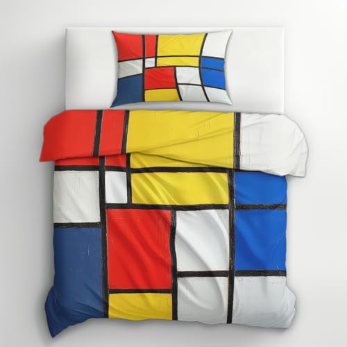 Parure de lit coloré géométrique réversible et facile à border avec zip - 4