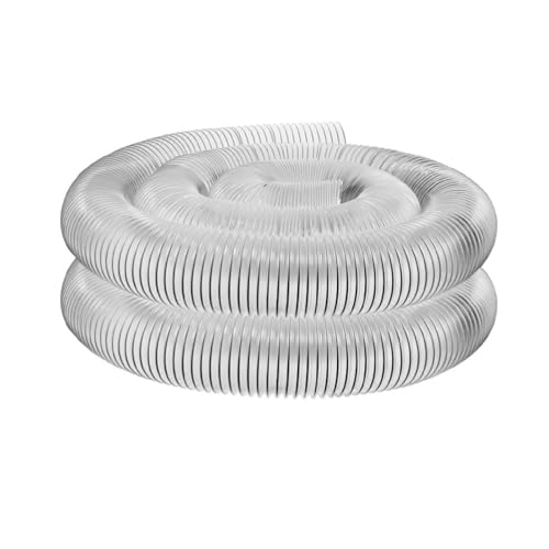 Amylove 2.5 Inch, 5 ft Heavy PVC Dust Collection Hose, Flexible Clear PVC Fume Hose with Stainless Steel Wire Coil and Clamp, Puncture Resistant Vacuum Fittings Dust Collector Accessories