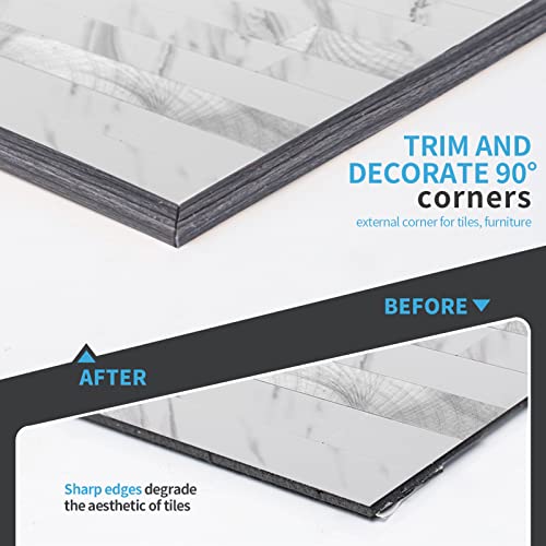 Image of Art3d 20 ft Outside Corner Trim, Peel and Stick for Tile Edge, Grey Oak
