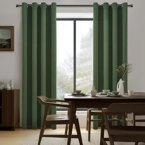 Image of Galaxy Home Decor Premium 100% True Blackout Eyelet Curtain for Window 5 Feet| Thermal Insulated Modern Plain Curtain for Living Room & Bedroom|Pack of 2, Dark Green