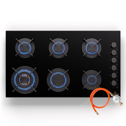 Klarstein Gaskocher 6 Flammig, Einbau-Gaskocher für Innenbereich & Wohnmobil, 12200W Edelstahl-Gaskocher, 6 Flammen Gaskocher, Gasherde mit Snapjet-Brenner, Moderner Einbau Gasherd, LPG Gas Herd