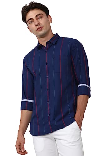 Image of Peter England Men's Cotton Striped Slim Fit Shirt