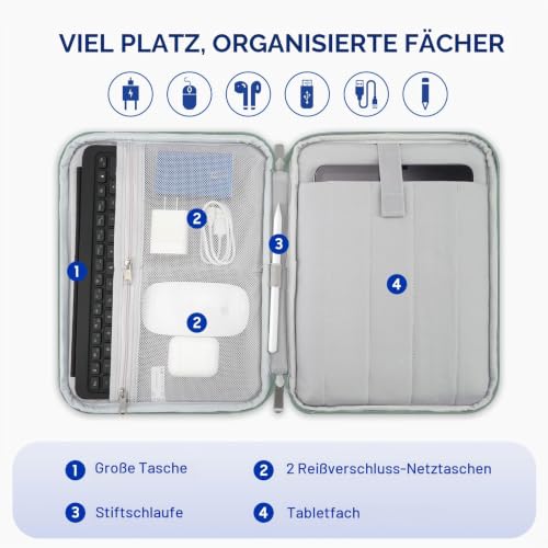 TiMOVO 9-11" Tablet-Hülle für iPad A16 & Galaxy Tab, Blume – Ansicht 4