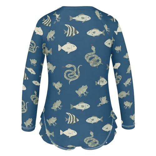 Animal Print with Snakes Girls Rash Guard Swimsuits Long Sleeve One Pieces Bathing Suit UPF 50+ Zipper Swimwear3