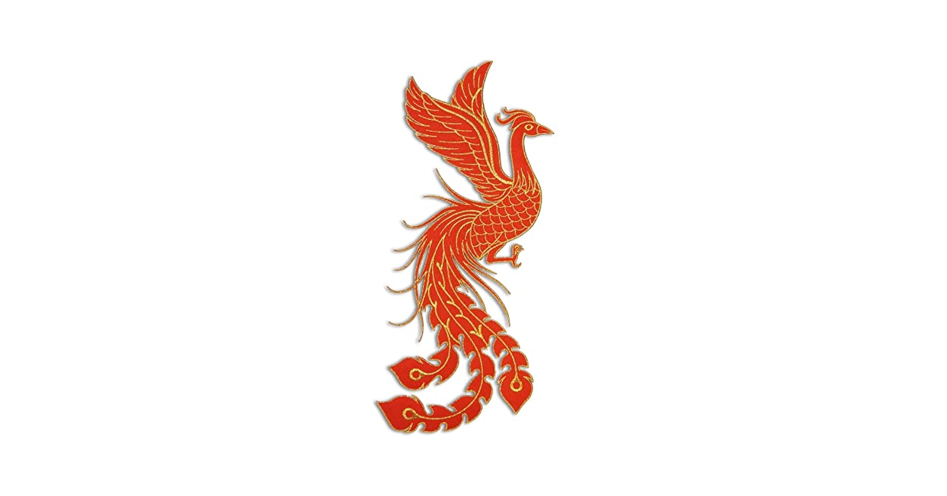 色打掛　赤　鳳凰　刺繍　金　流水　⑨ 大きな刺繍 アイロンワッペン右向き 火の鳥 鳳皇 フェニックス