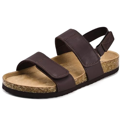 Image of Torotto Girls Boys Sandals with Cork Footbed Adjustable Straps Summer Glitter Slides Sandals Open Toes Flat for Kids Toddler