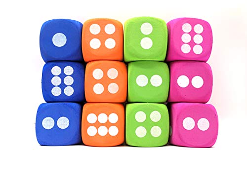 Qidiwin Jumbo Eva Dices, Giant Dot Eva Foam Dices For Kids Building Blocks,Educational,Party Suppliers, 4 Color,12Pcs #TOP1