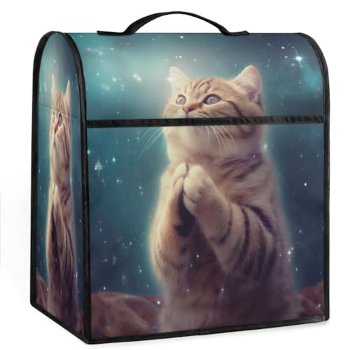 Coffee Maker Cover Cute Cat Galaxy Kitchen Appliance Covers Small Appliance Covers Blender Cover Juicer Cover Dust Covers for Kitchen Appliances with Top Handle and Pockets,Washable,C421