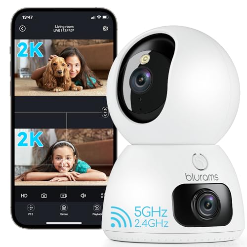 blurams Indoor Camera 2K Dual-Lens Pet Camera Dog Cameras with 360 Coverage One-Touch Call IR&Colour Night Vision Cloud/Local Storage 5GHz/2.4GHz Wi-Fi
