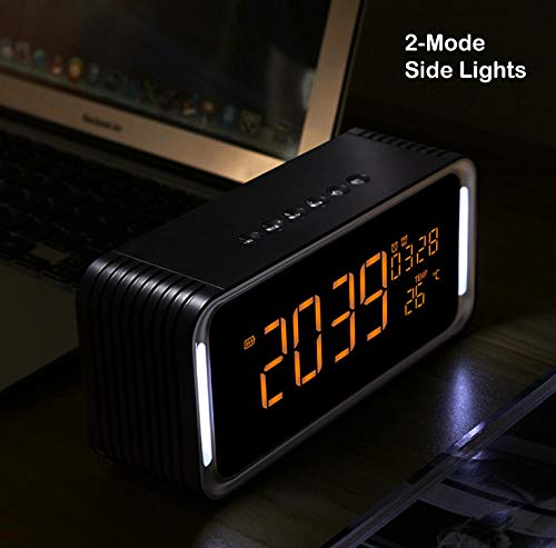 Portable Bluetooth Speaker, Radio Clock, with 2x6W Acoustic Drivers, 7-Inch LED Display, Night Light, Dual Alarm Clock, Slots for Micro SD Card & USB & AUX-in, for Smart Phone Tablet MP3 PC(Upgraded) - Thumbnail 6