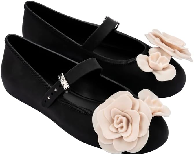 Melissa Soft Ballerina Petals - Seasonless Flats for Women - Classic Ballet Flat Style with Adjustable Strap - Light-as-Air PVC Construction - Soft Foam Insole - Bubblegum Scent