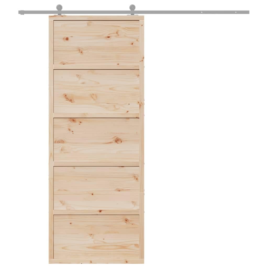 vidaXL Puerta de Granero Corredera en Madera Maciza de Pino 80x208 cm para Baño y Hogar