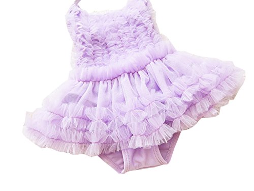 Taiycyxgan Girls Princess Lace Layer Swimsuit TuTu Dress One-Pieces Swimwear Tankini,Purple,X-Large / 5-6 Years - Thumbnail 5