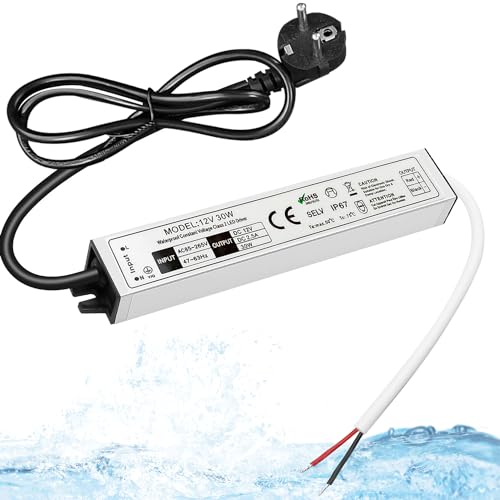 Ya en mundofriki.es: Transformador LED, 12V 30W Driver LED, Fuente Alimentacion a Prueba de Agua IP67, Voltaje de Entrada de 85-265V, para Luces de Habitaciones, Luces de Cocina, Luces de Baño