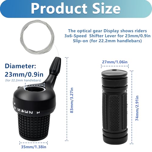 PATHGNAR Bicycle 18 Speed Shifter Twist Shifter Lever 3x6 Speed Grip Shift Left and Right Shifter Mountain Bike Commuter Bike Folding Bike Gear Grip Shift with Grips