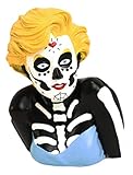 Ebros Day of The Dead Sugar Skull Blonde Marilyn in Blue Tie Tube Top Figurine 4' Tall As Halloween Ossuary Macabre Decor Skulls Gothic Sculpture