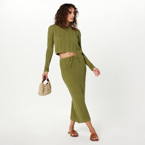 Image of The Drop Women's Makayla Crochet Drop-Shoulder Cropped Pullover