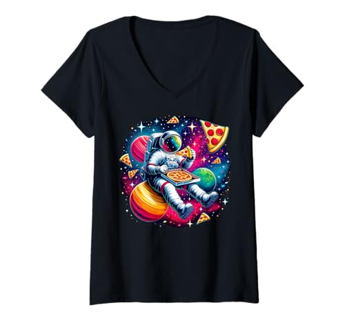 Mujer Pizza snack foodie comer delicioso Pizza Camiseta Cuello V