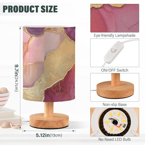 Lámpara de mesa Marble Peach Burgundy moderna miniatura 3
