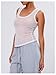 SOLY HUX Women's Sheer Mesh Tank Top Scoop Neck Sleeveless See Through Fitted Shirts Vest Solid White Large