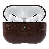 AirPods Pro Case Leather, Vermo Airpod Pro Case Leather Cover with Keychain, Protective Shockproof Cases for Apple Airpods Pro 2019 Charging Case (D Brown)