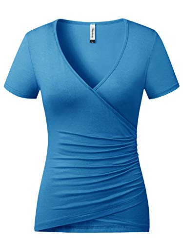 Beauhuty Women's Top Deep V Neck Slim Fitted T-Shirt 