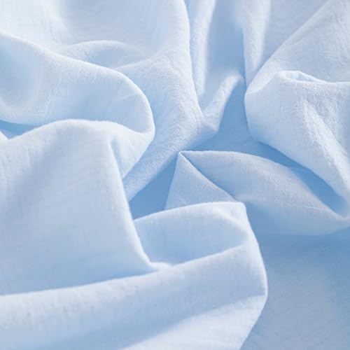 Image of NTBAY 2 Pack Muslin Cotton Crib Sheets, Soft and Breathable Double Layer 28x52 Baby Crib Sheets for Standard Crib and Toddler Mattresses, Boys, Girls, Unisex, Aqua, 28x52 Inches