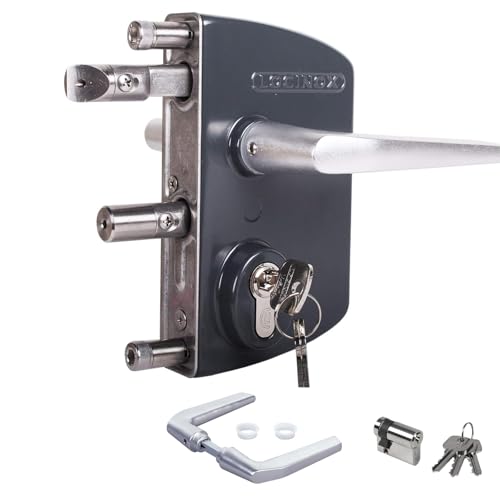 Locinox Serrure Sécurité LAKQ6060 U2, Antrhranzitgrau Ral 7016, pour 60 À 80mm Rahmenprofile - Gartentorschloss, Flügeltorschloss, Château de Boîte Avec Cylindre Pour Dévisser, Gartentürschloss
