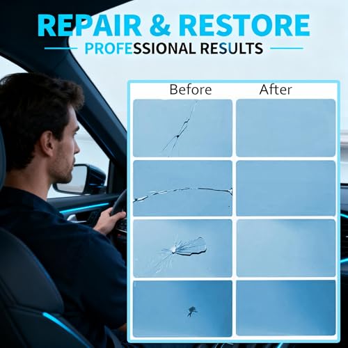 Image of Windshield Repair Kit - Nano Glass Repair Fluid for Chips & Cracks | Quick Fix, Works on for Chips and Cracks,Cracks Gone Glass Repair Kit, Automotive Windscreen Repair Tool Nano Repair Liquid (Navy)