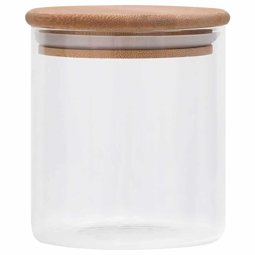 Tarros de almacenamiento con tapa de bambú, juego de 10 unidades, cristal transparente, 600 ml, apilables, para cocina, despensa, herméticos para dulces y ordenar