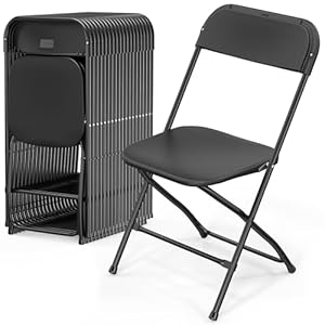 VINGLI 20 Pack Black Plastic Folding Chair, Indoor Outdoor Portable Stackable Commercial Seat with Steel Frame 350lb. Capacity for Events Office Wedding Party Picnic Kitchen Dining VINGLI 20 Pack Black Plastic Folding Chair Indoor Outdoor Portable Stackable Commercial Seat with Steel Frame 350lb Capacity for Events Office Wedding Party Picnic Kitchen Dining